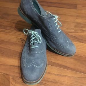 Cole Haan Blue Suede Oxfords